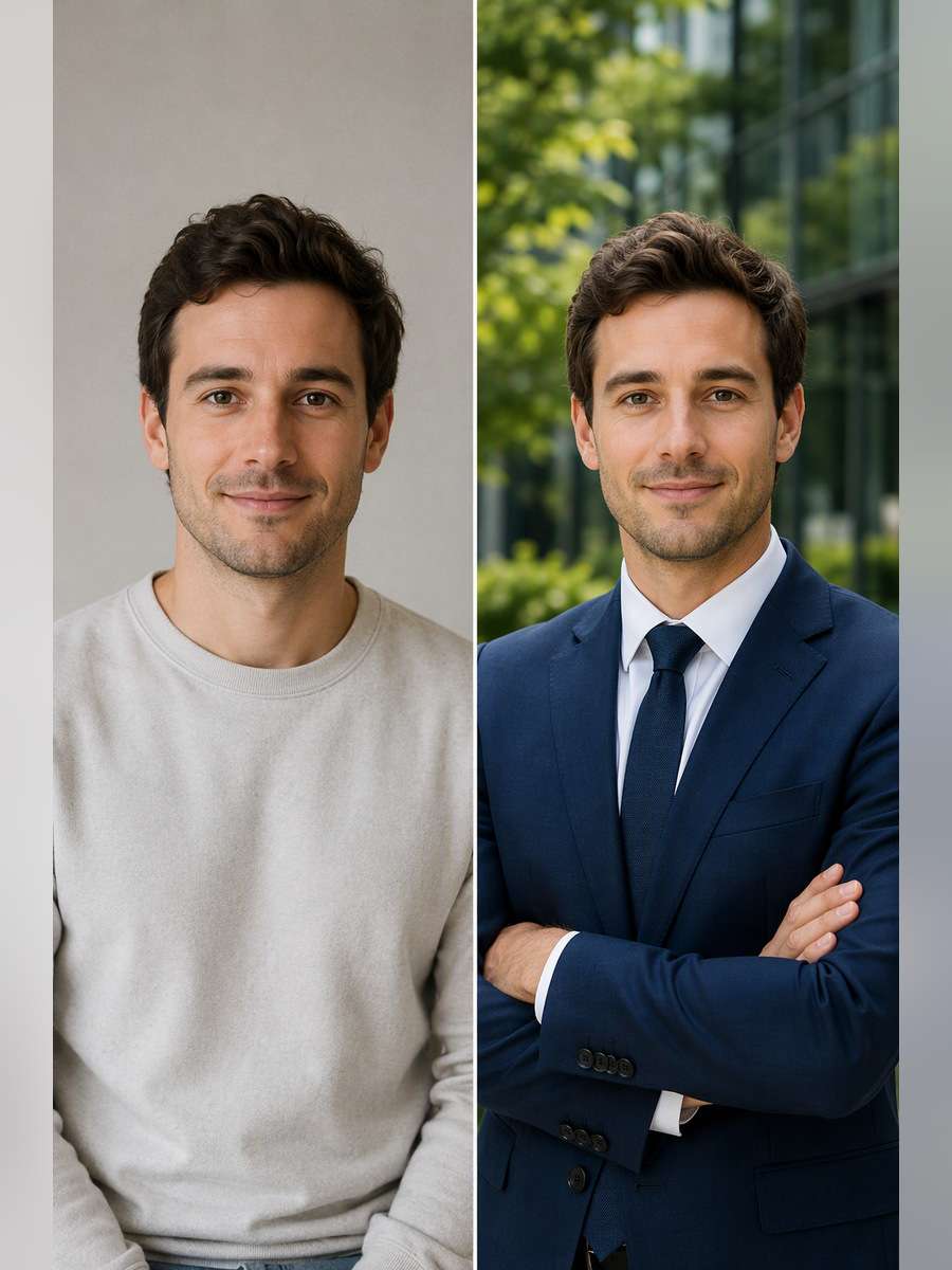 Outdoor Corporate Portrait - illustrative image-to-image before and after