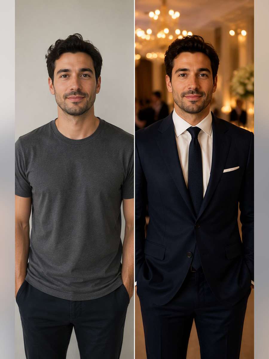 Warm Reception Portrait - illustrative image-to-image before and after