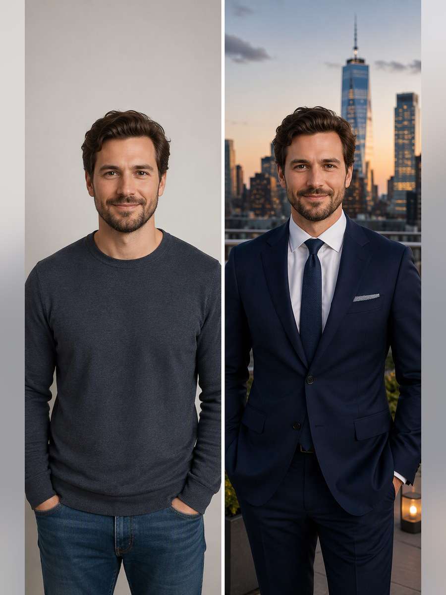 City Rooftop Formal - illustrative image-to-image before and after