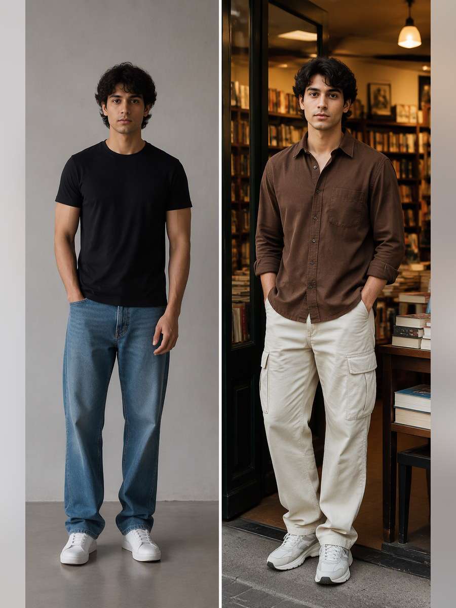 Coffee Brown Cotton Shirt — illustrative image-to-image before and after
