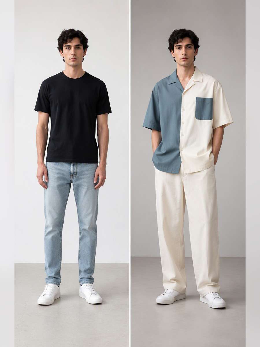 Two-Tone Shirt Statement — illustrative image-to-image before and after
