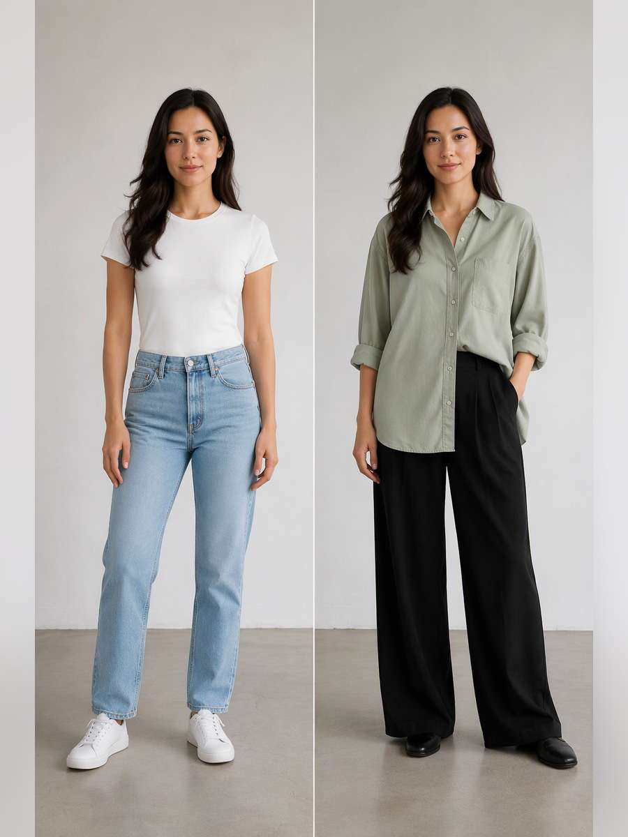 Soft Sage Button-Down — illustrative image-to-image before and after