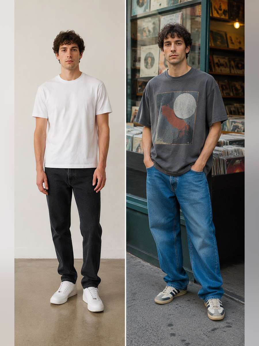 Vintage Band-Free Graphic Tee — illustrative image-to-image before and after