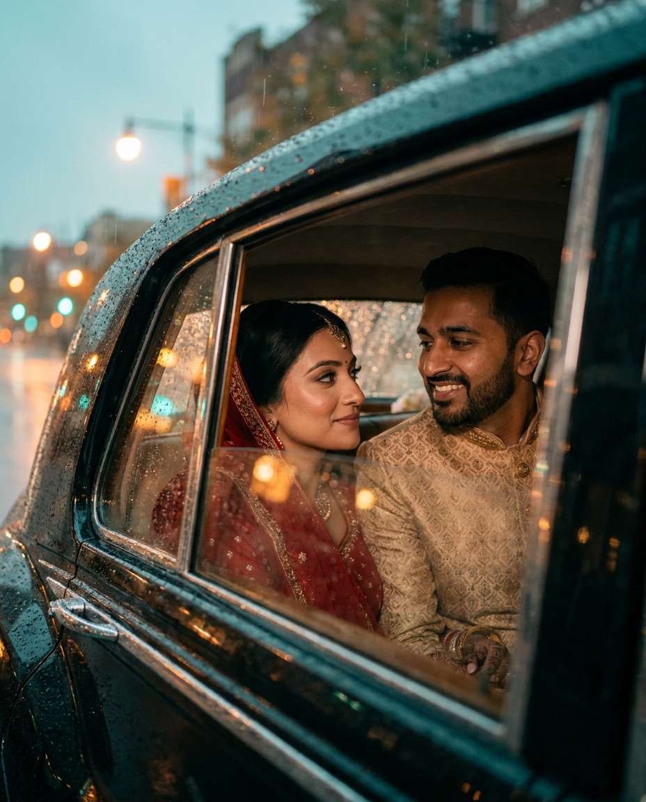 rainy car portrait photo