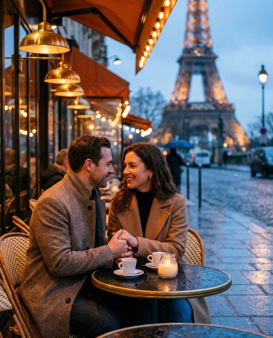 evening cafe date photo