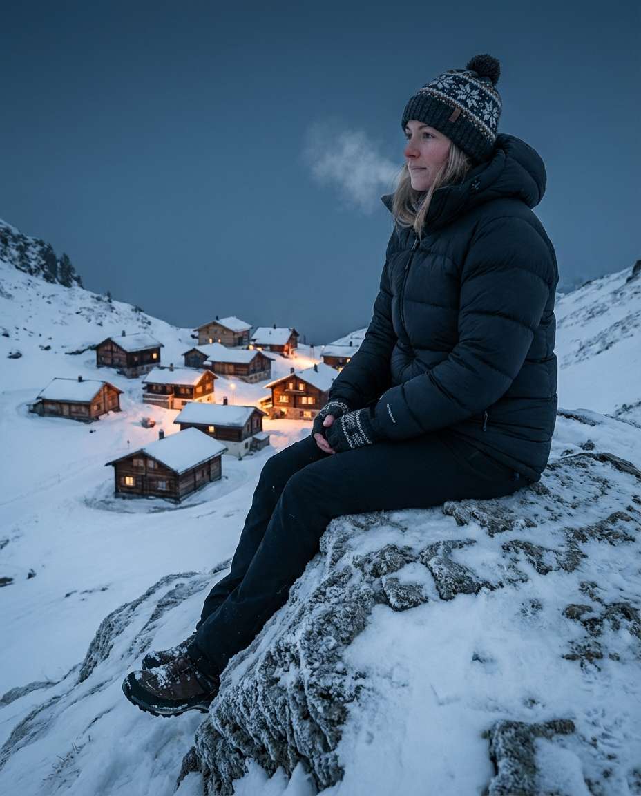 snowy mountain vista photo