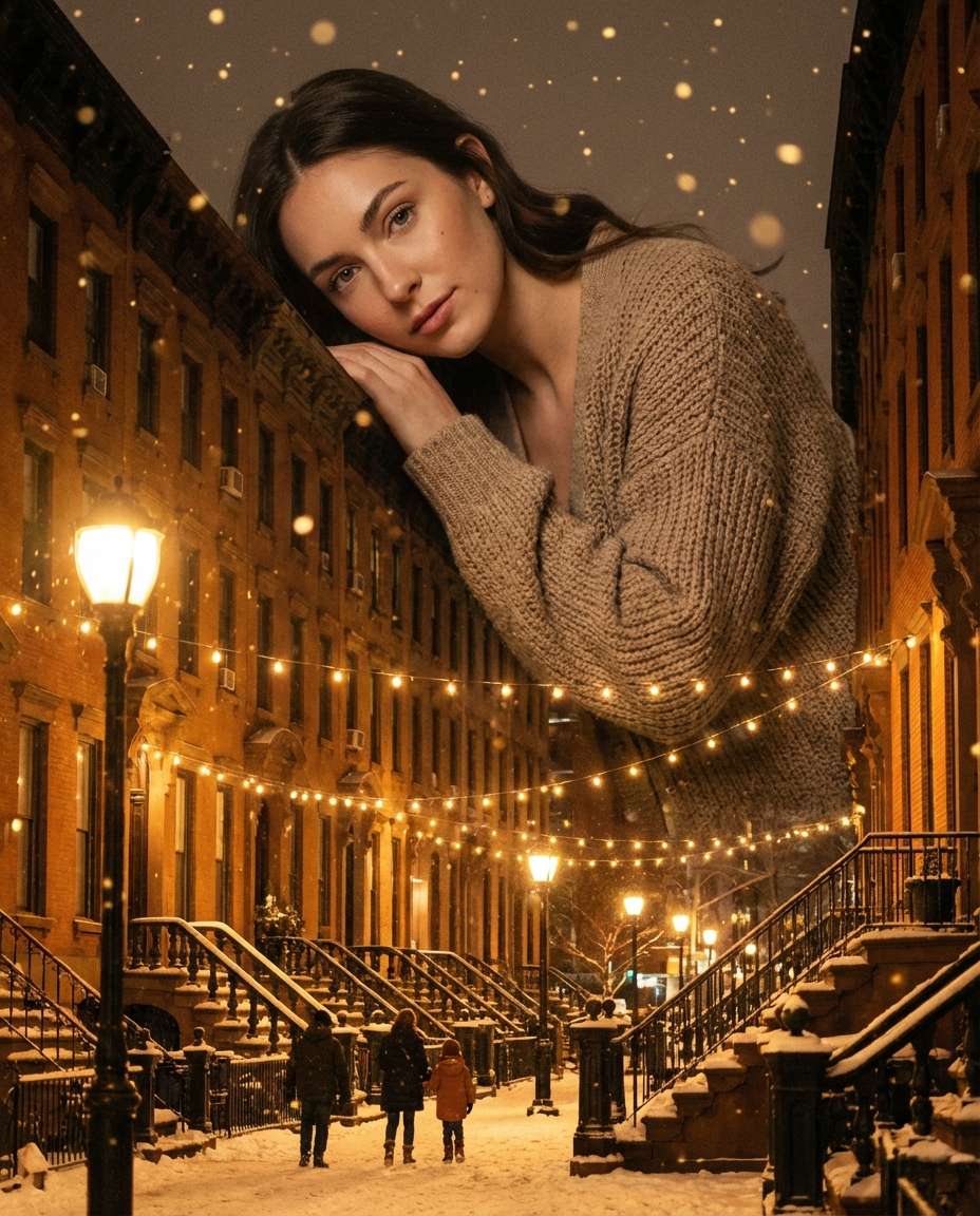 cozy night streetlights photo