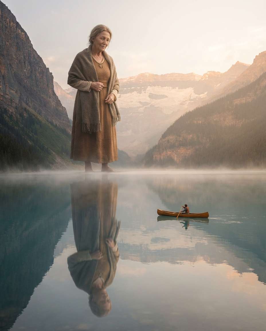 mountain lake reflection photo