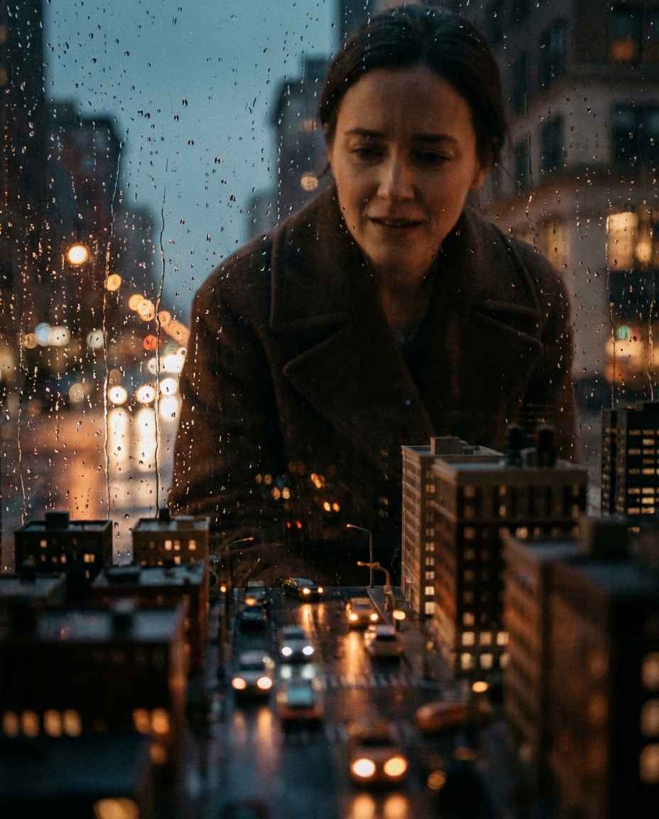 rainy window city photo