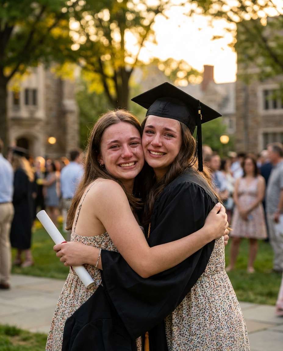graduation hug photo