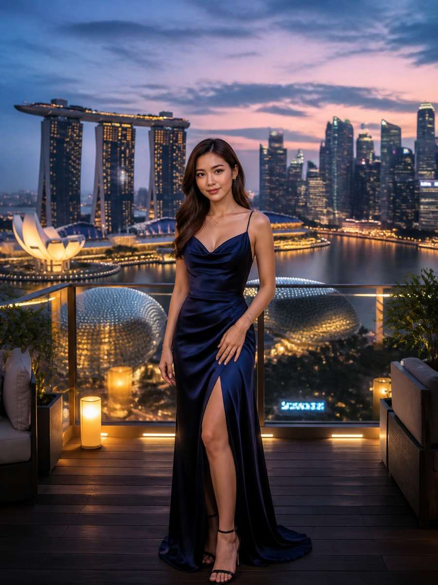 Luxury Rooftop Skyline Portrait photo