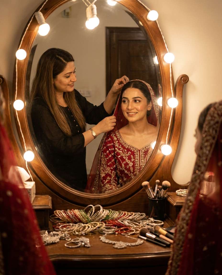 mirror getting ready photo