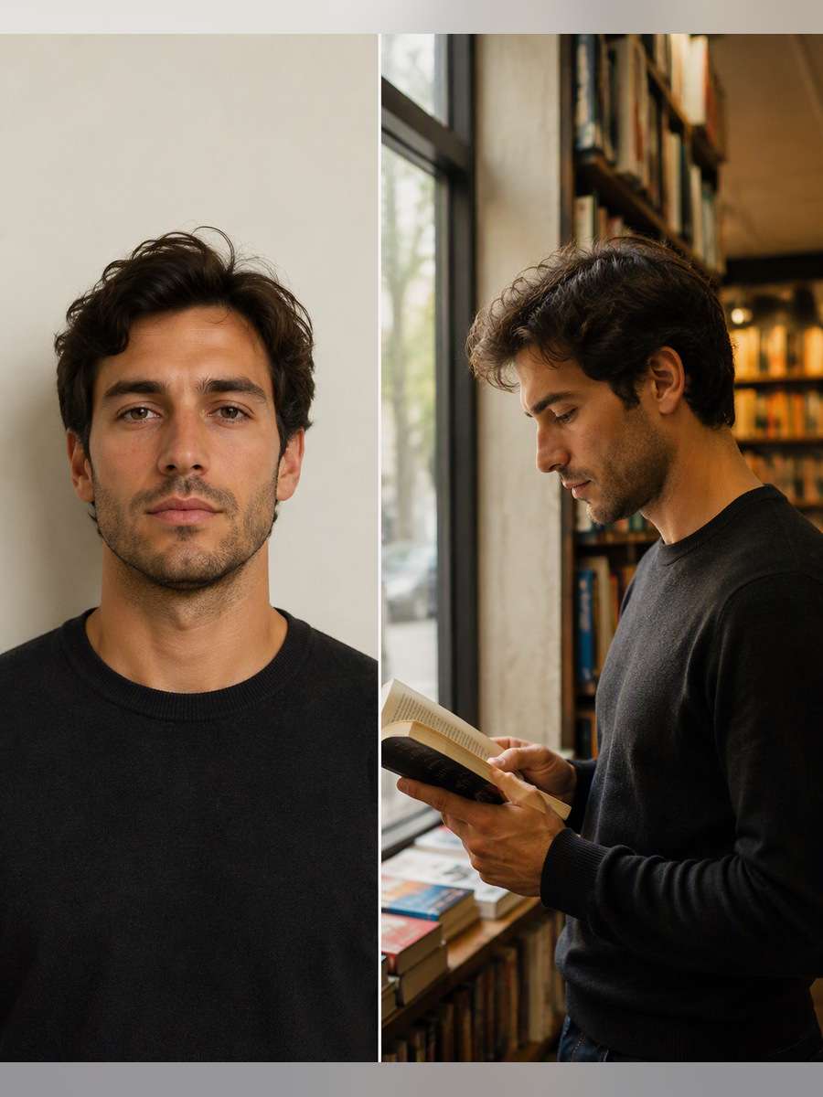 Bookstore Reading Profile — illustrative image-to-image before and after