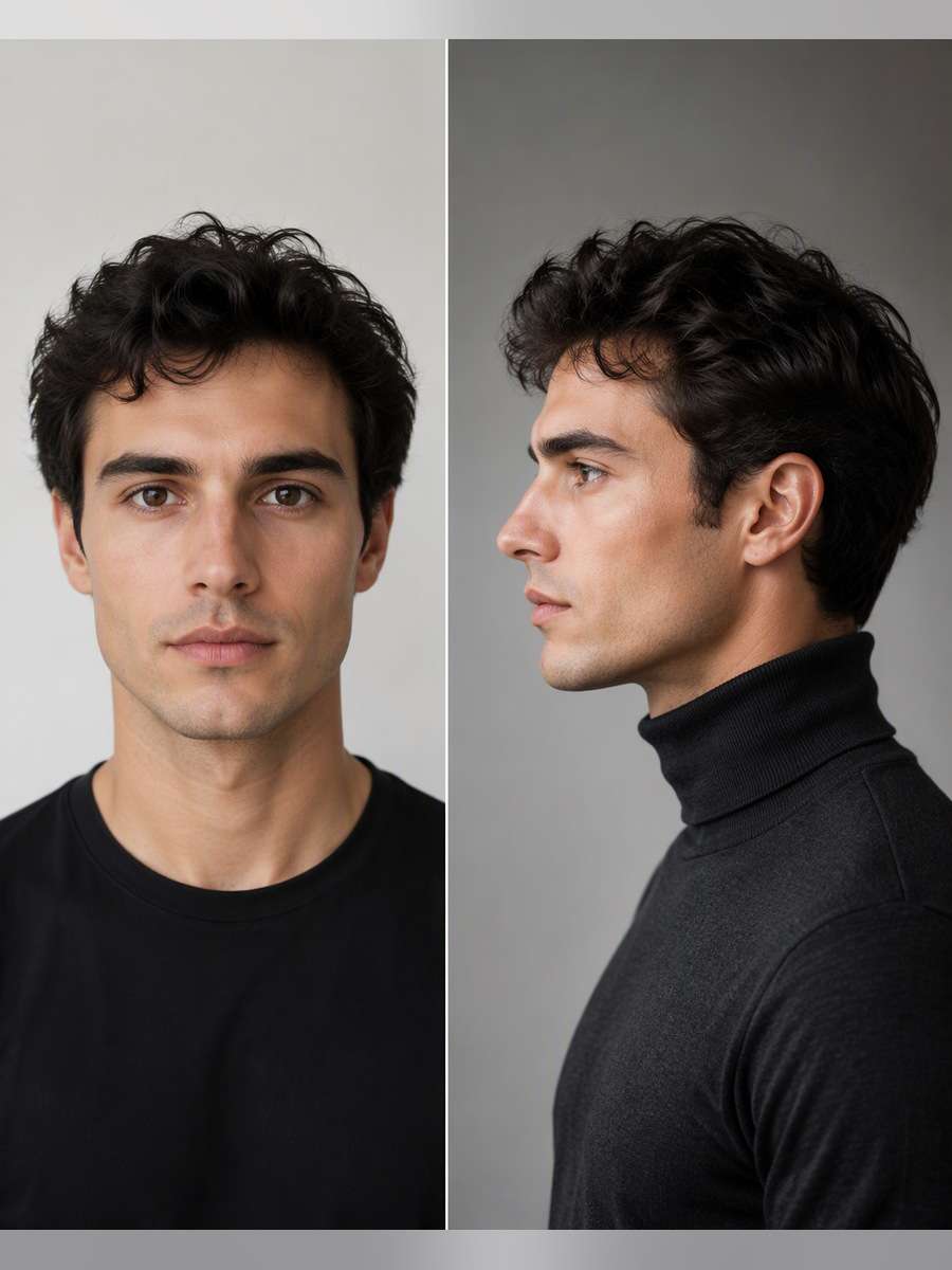 Editorial Turtleneck Study — illustrative image-to-image before and after