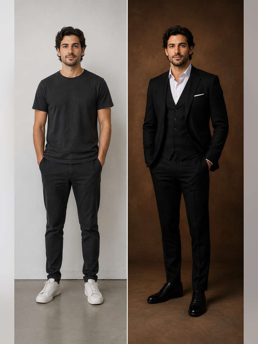 Polished Studio Character Portrait — illustrative image-to-image before and after