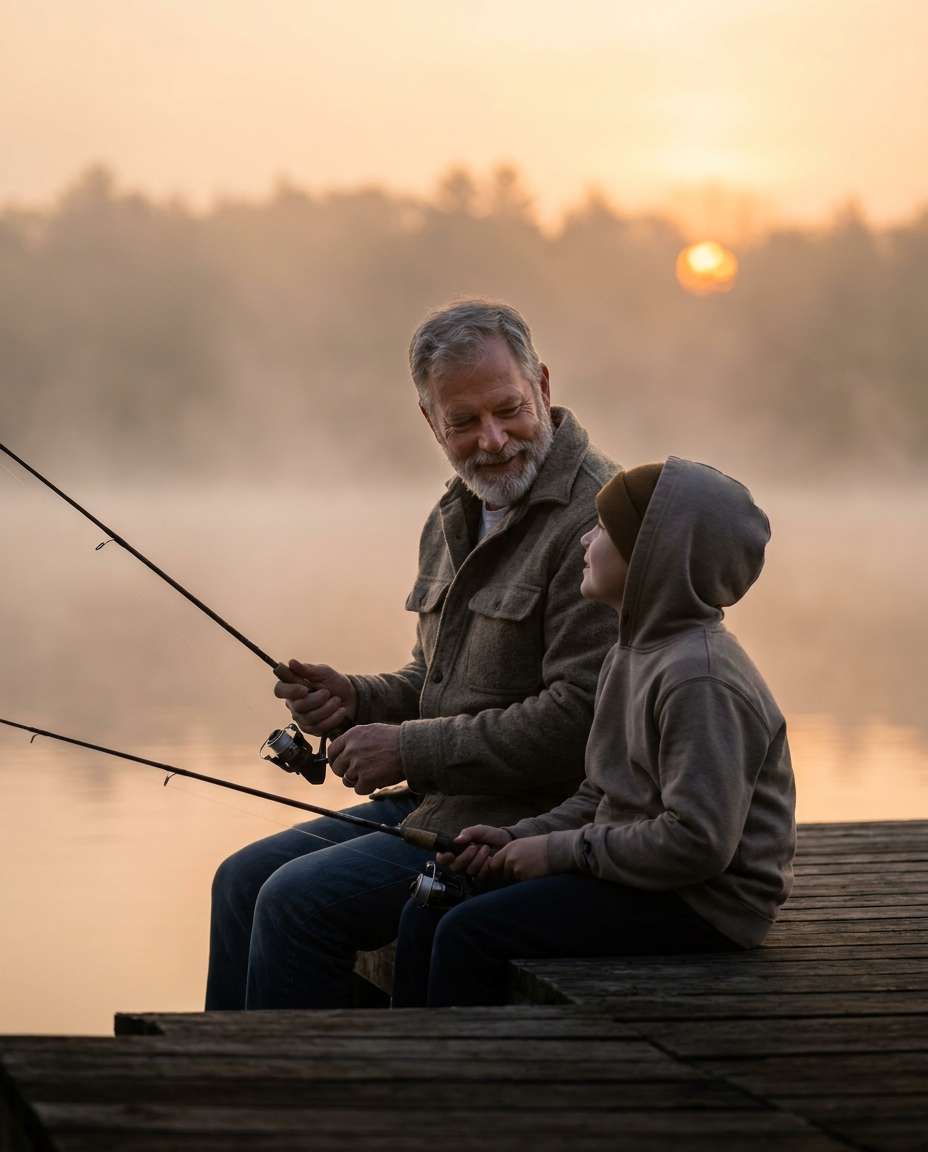 fishing dock sunrise photo