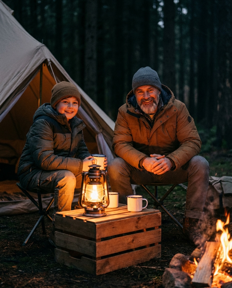 camping lantern glow photo