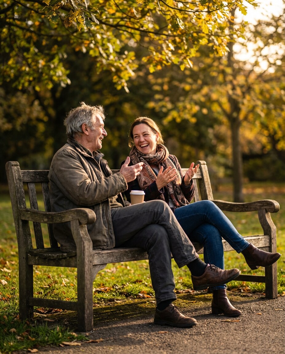 bench conversation photo