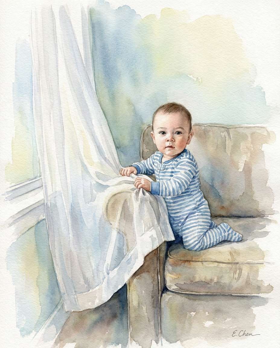 by the window curtains photo