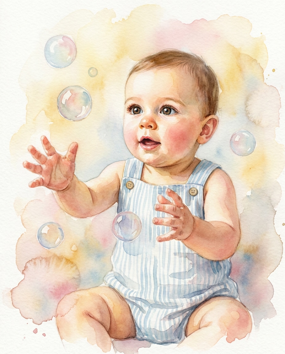 reaching for bubbles photo