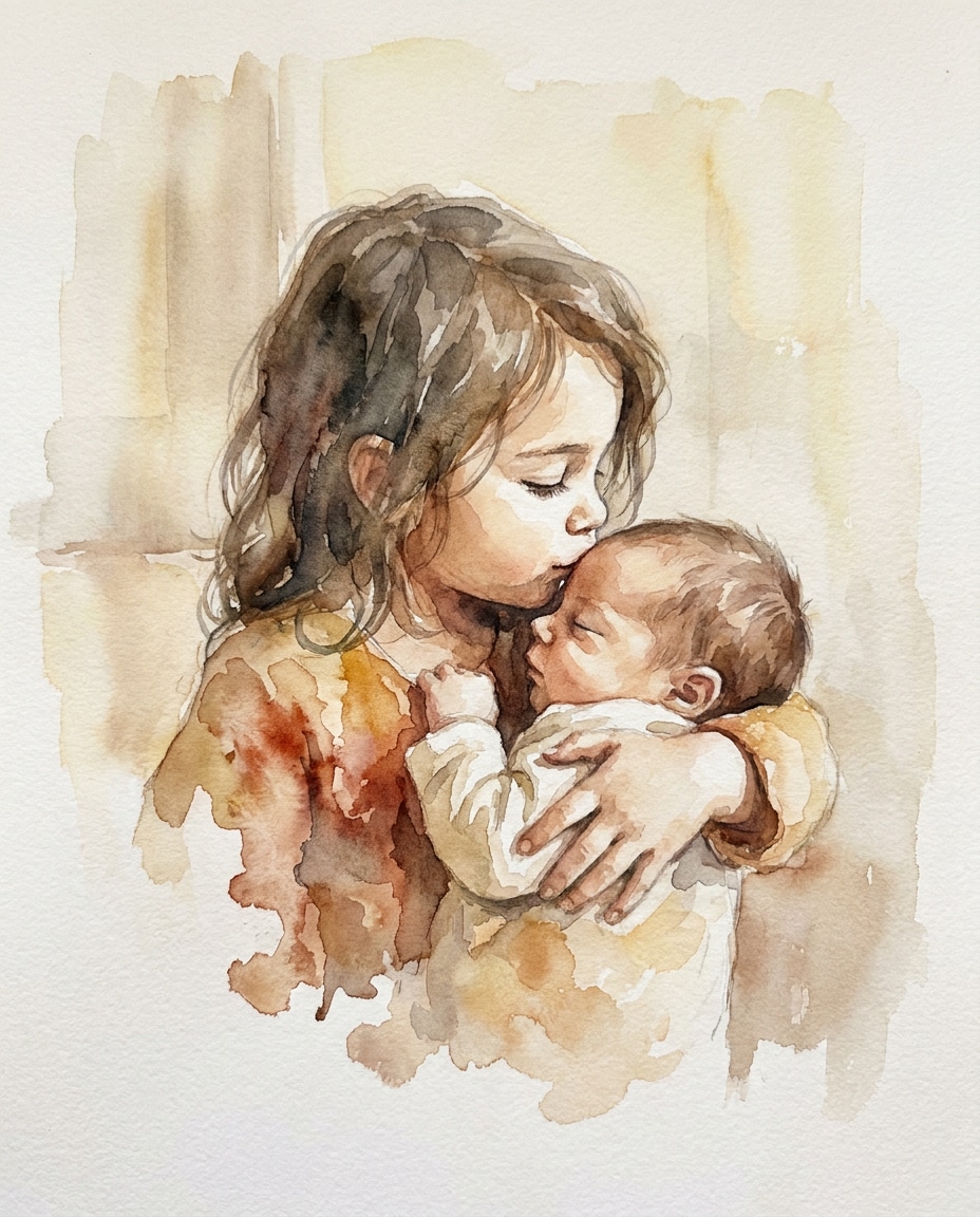 sibling forehead kiss photo