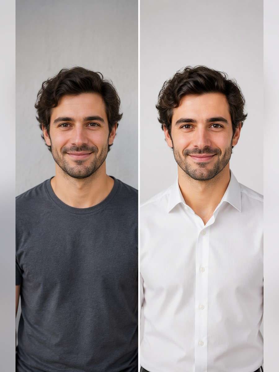 Crisp Office Headshot - illustrative image-to-image before and after