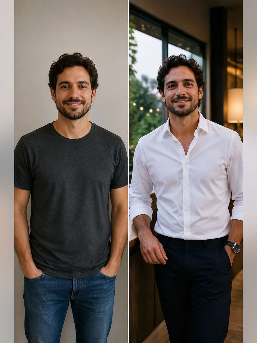 After-Work Smart Casual - illustrative image-to-image before and after