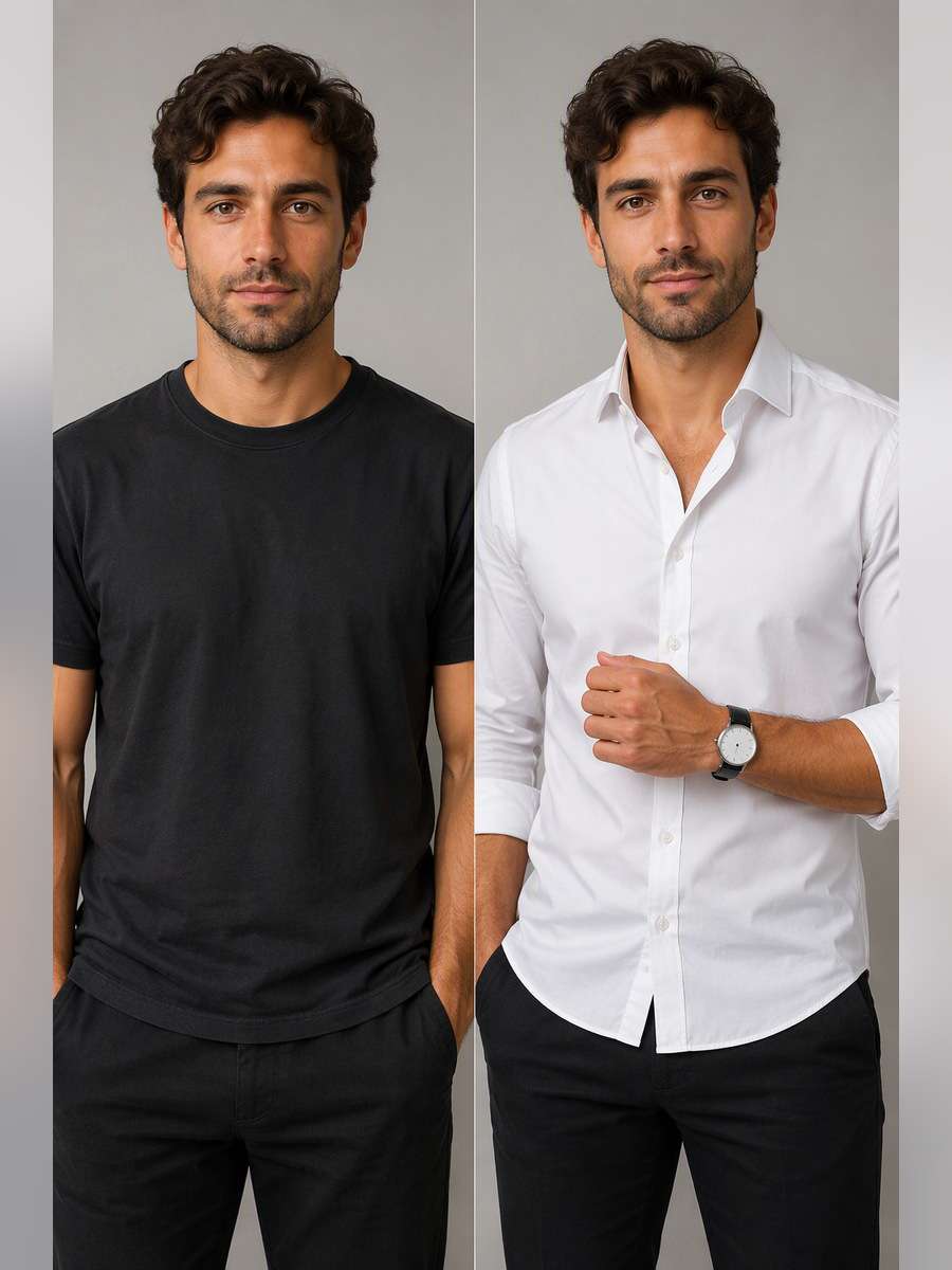 White Shirt With Watch Detail - illustrative image-to-image before and after
