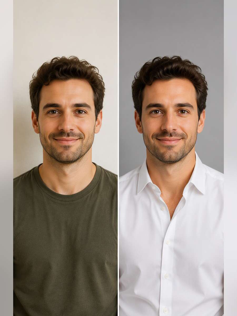 Minimal Studio Shirt Portrait - illustrative image-to-image before and after