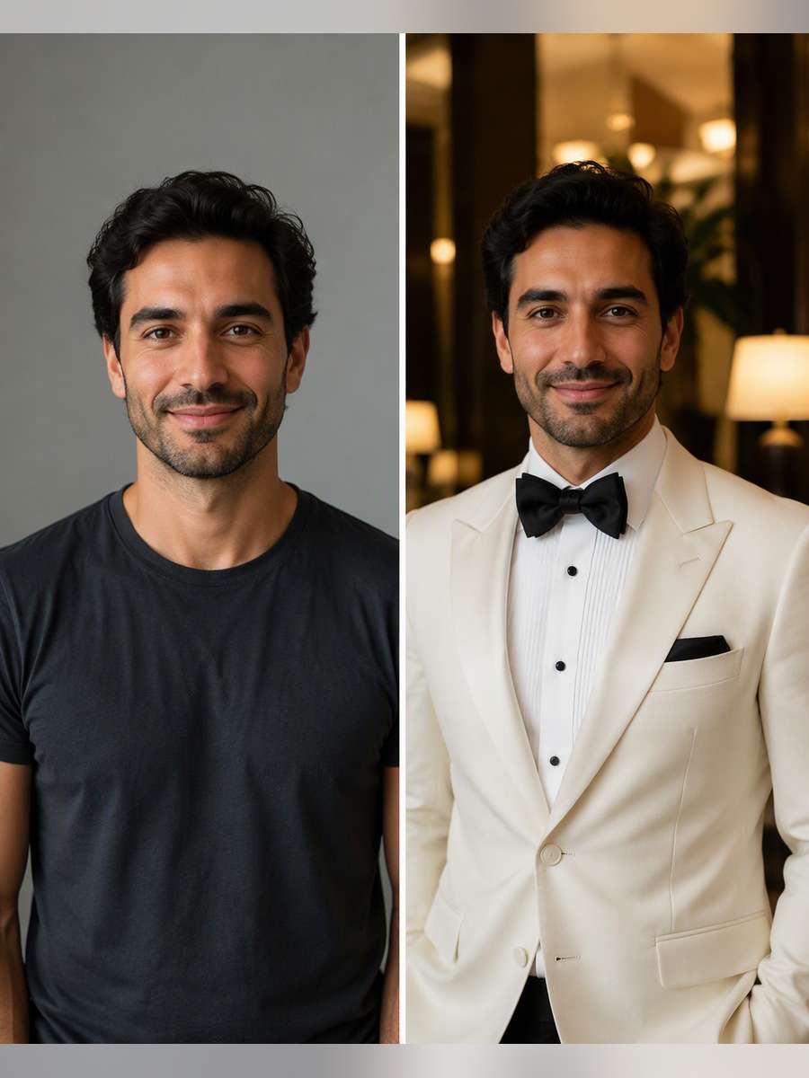Formal Evening Portrait - illustrative image-to-image before and after