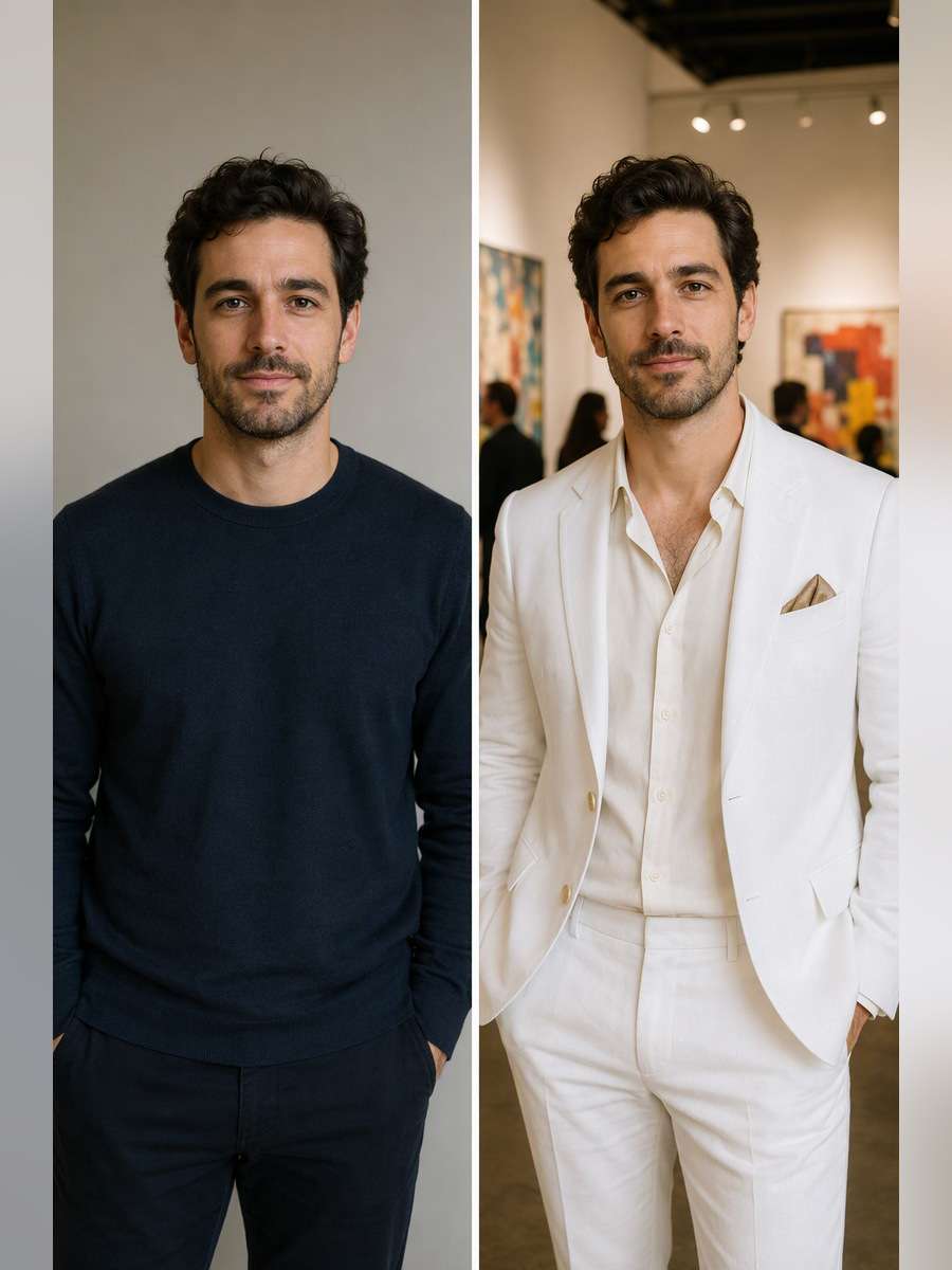 Gallery Opening Outfit - illustrative image-to-image before and after