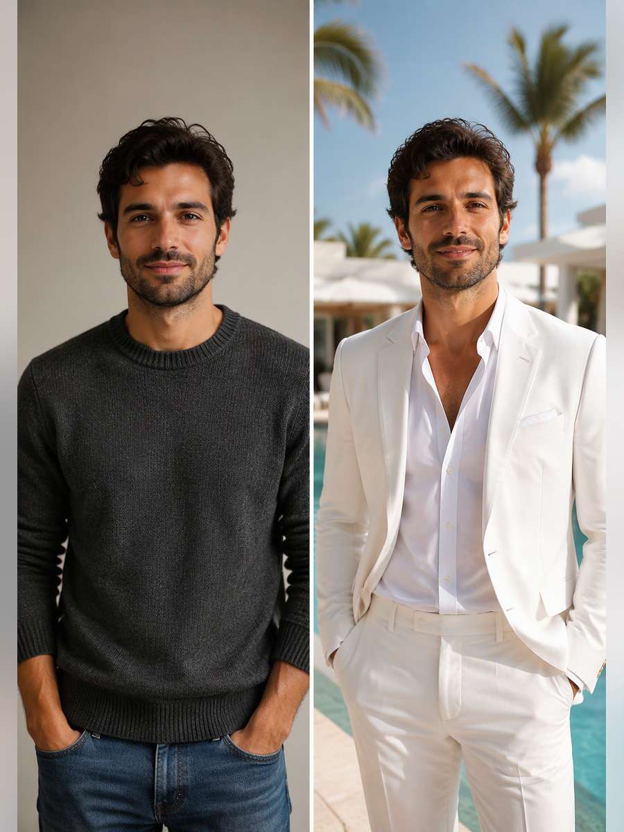 Poolside Campaign Look - illustrative image-to-image before and after