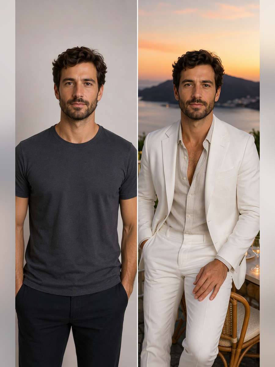 Destination Dinner Look - illustrative image-to-image before and after