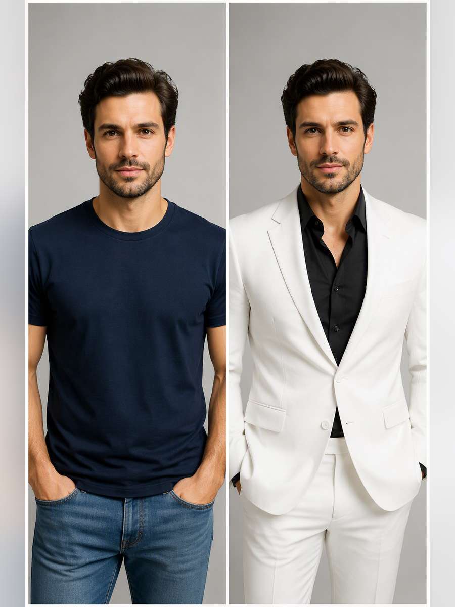 Black Shirt Contrast Look - illustrative image-to-image before and after