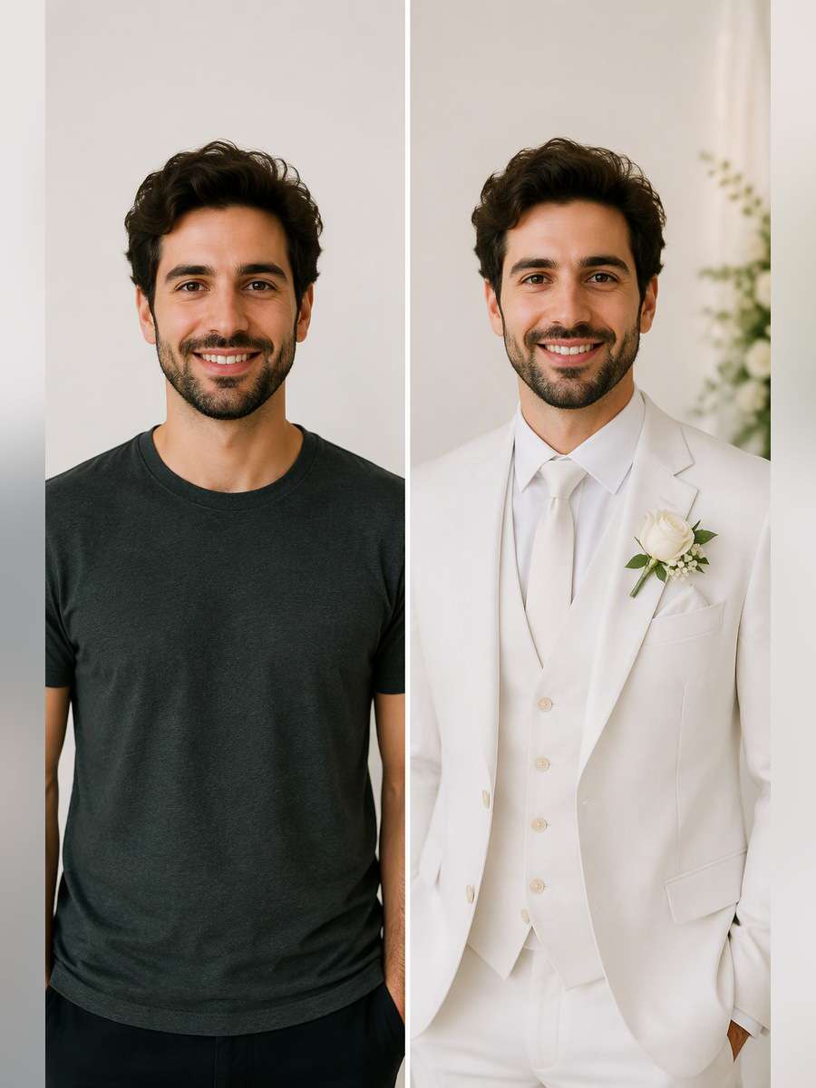 Modern Groom Inspiration - illustrative image-to-image before and after