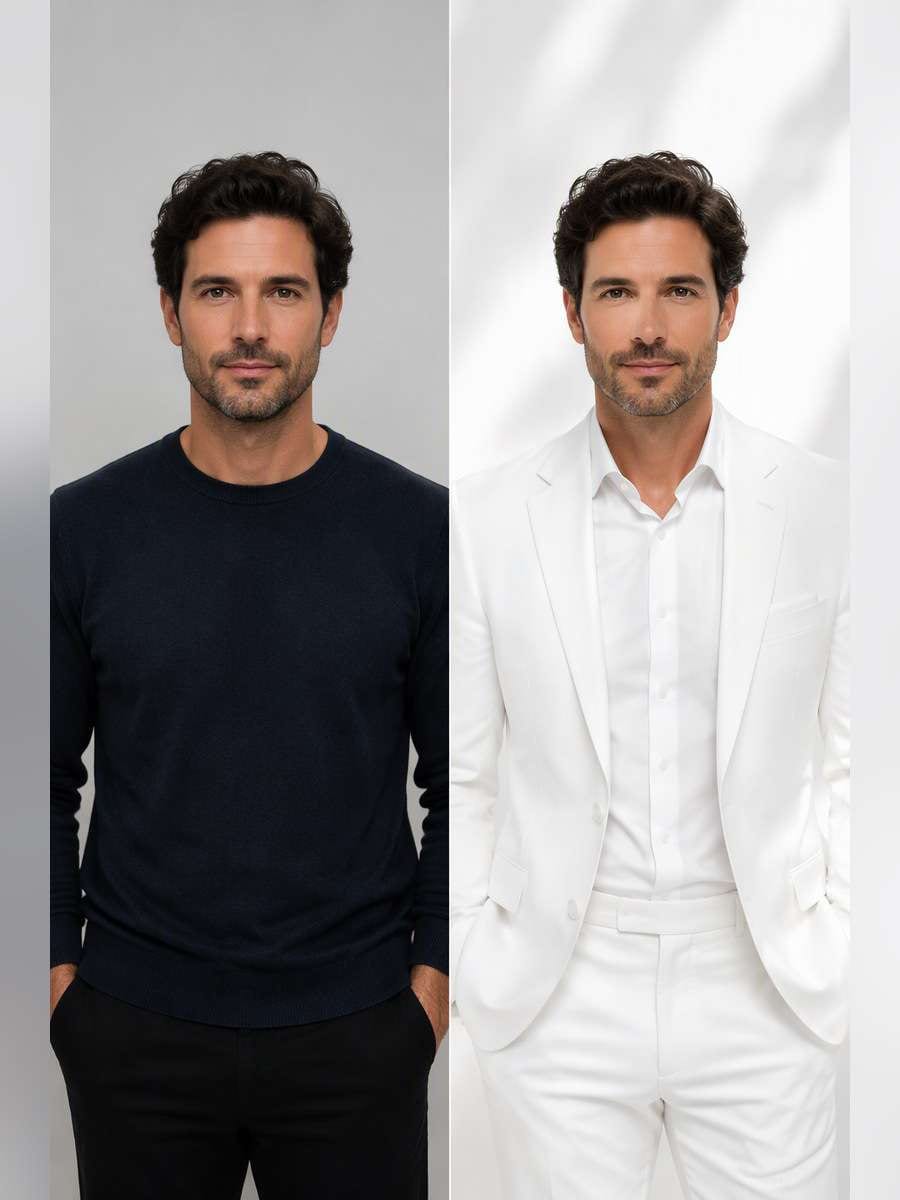 Monochrome White-on-White - illustrative image-to-image before and after