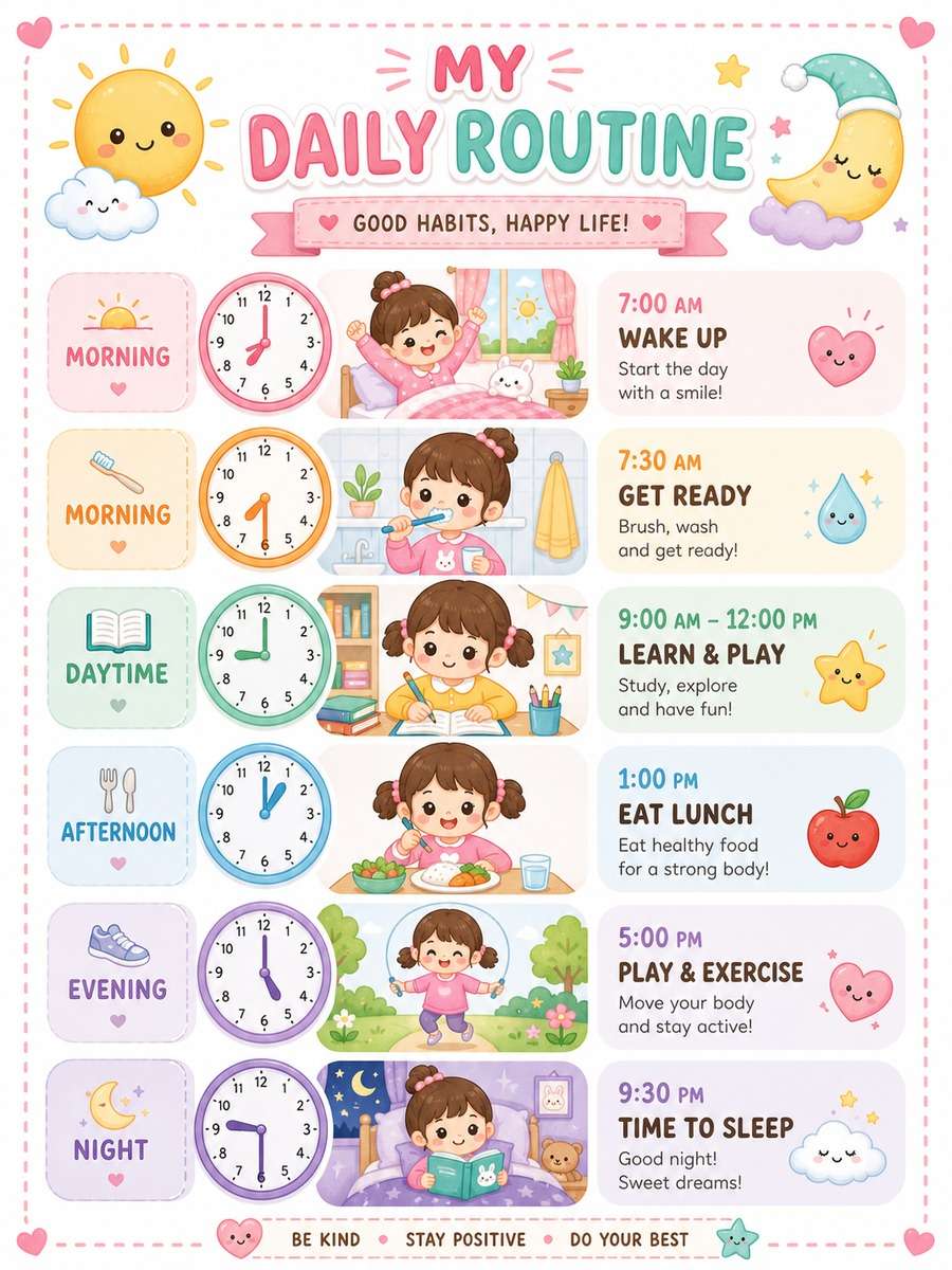 Kawaii Daily Routine Chart photo