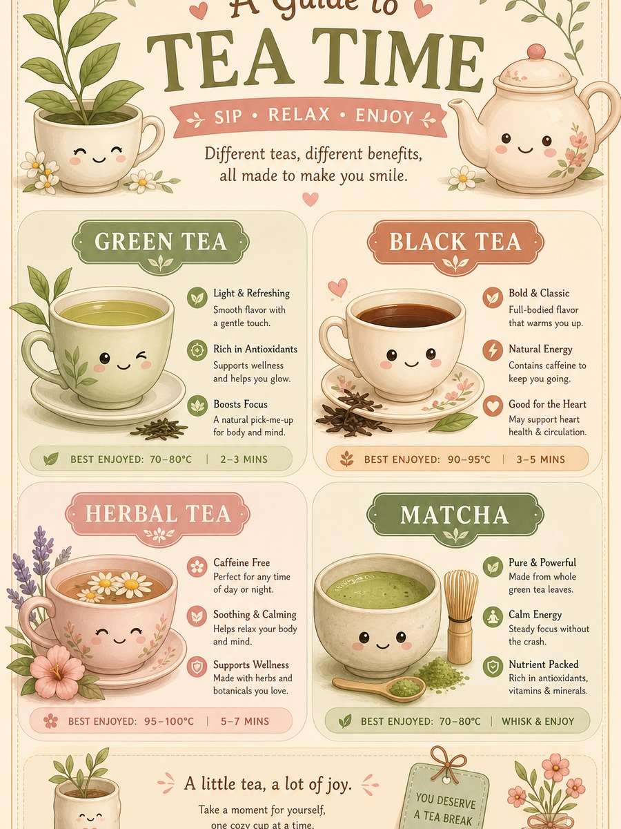 Cute Tea Types Poster photo