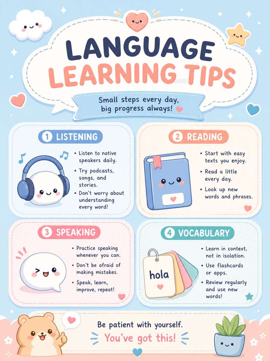 Kawaii Language Learning Poster photo