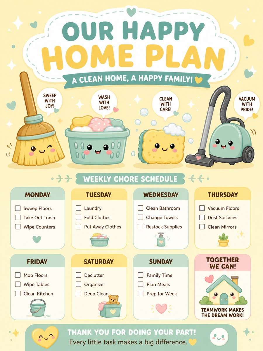 Cute Chore Chart Infographic photo