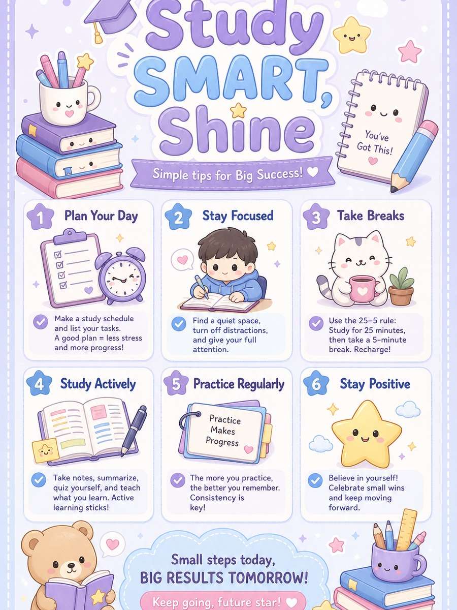 Adorable Study Tips Poster photo