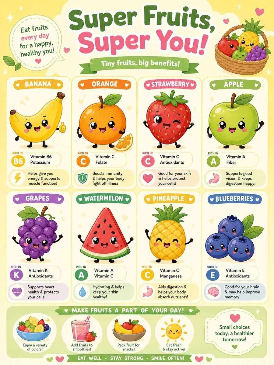 Cute Fruits Nutrition Guide photo