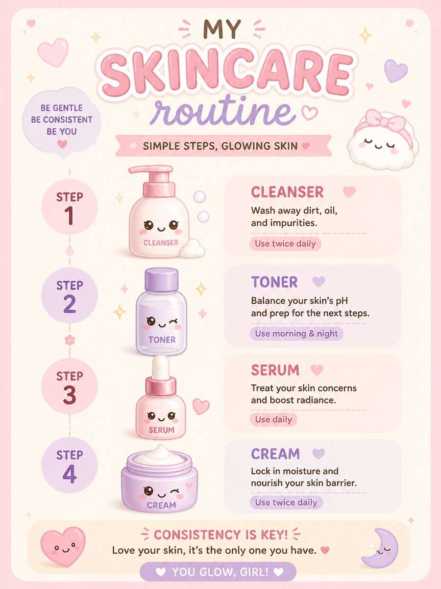 Cute Skincare Steps Infographic photo