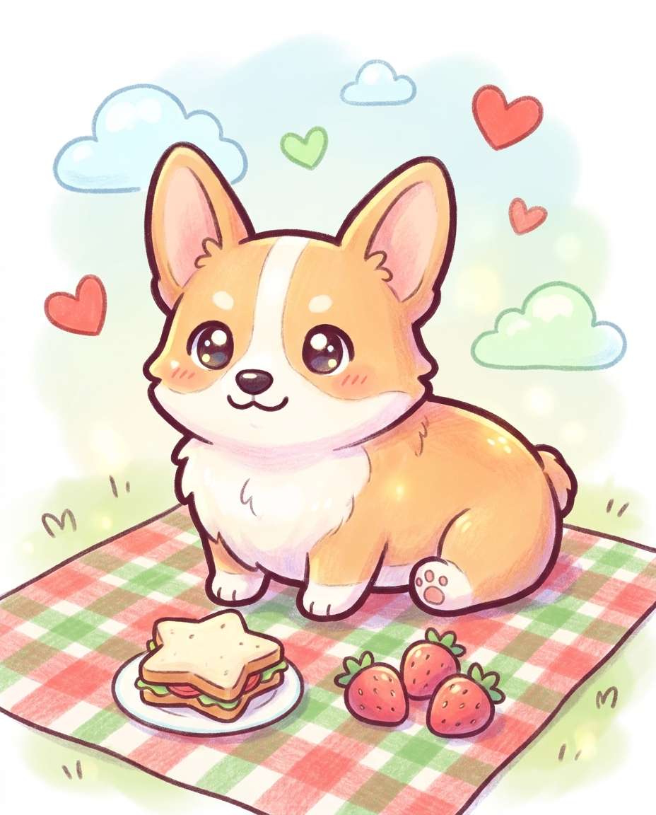 corgi picnic day photo