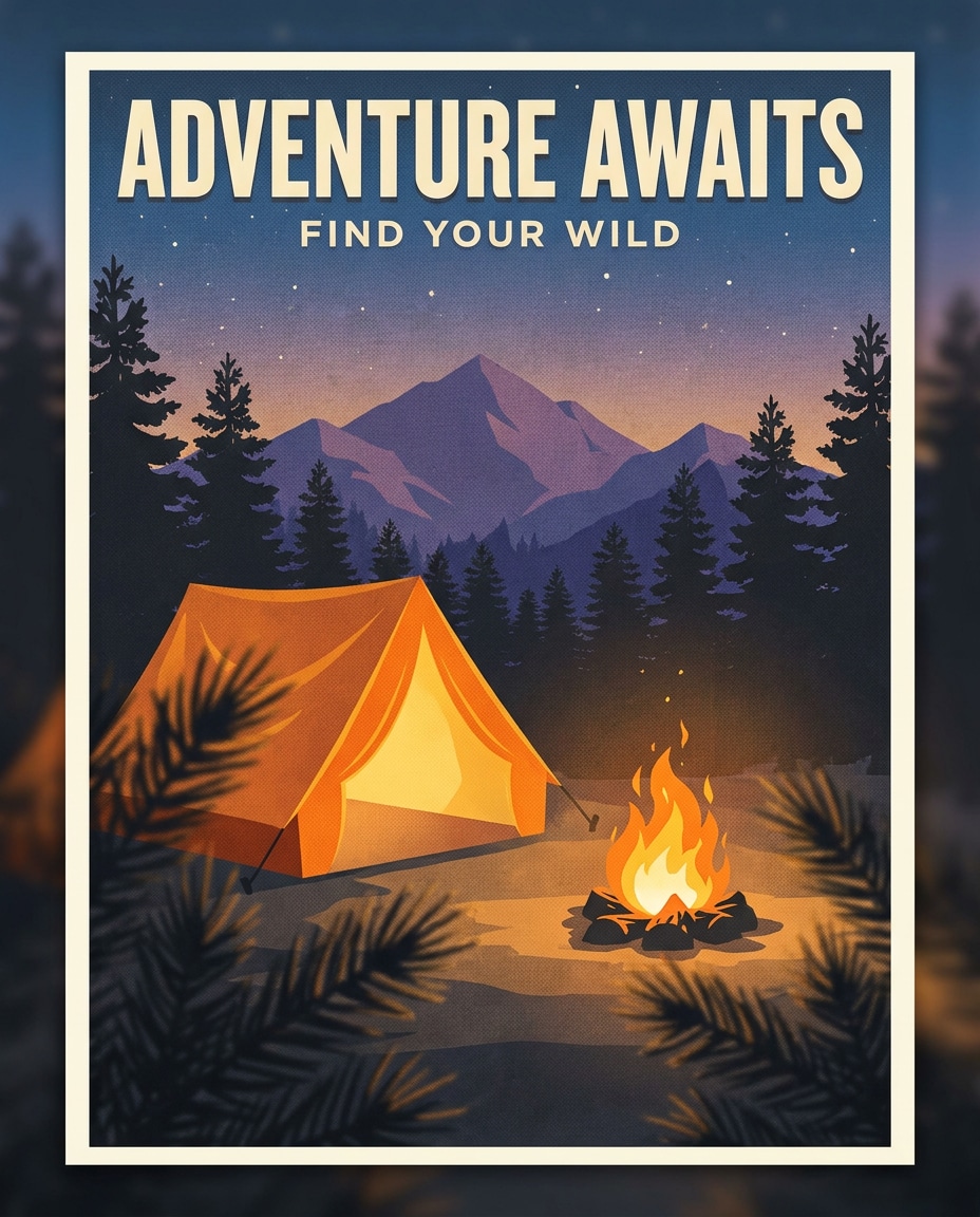 campfire under peaks photo