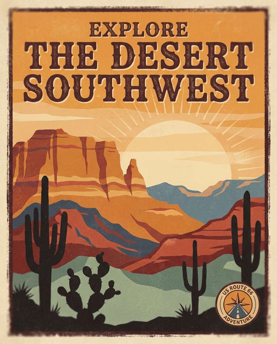 desert mountains retro photo