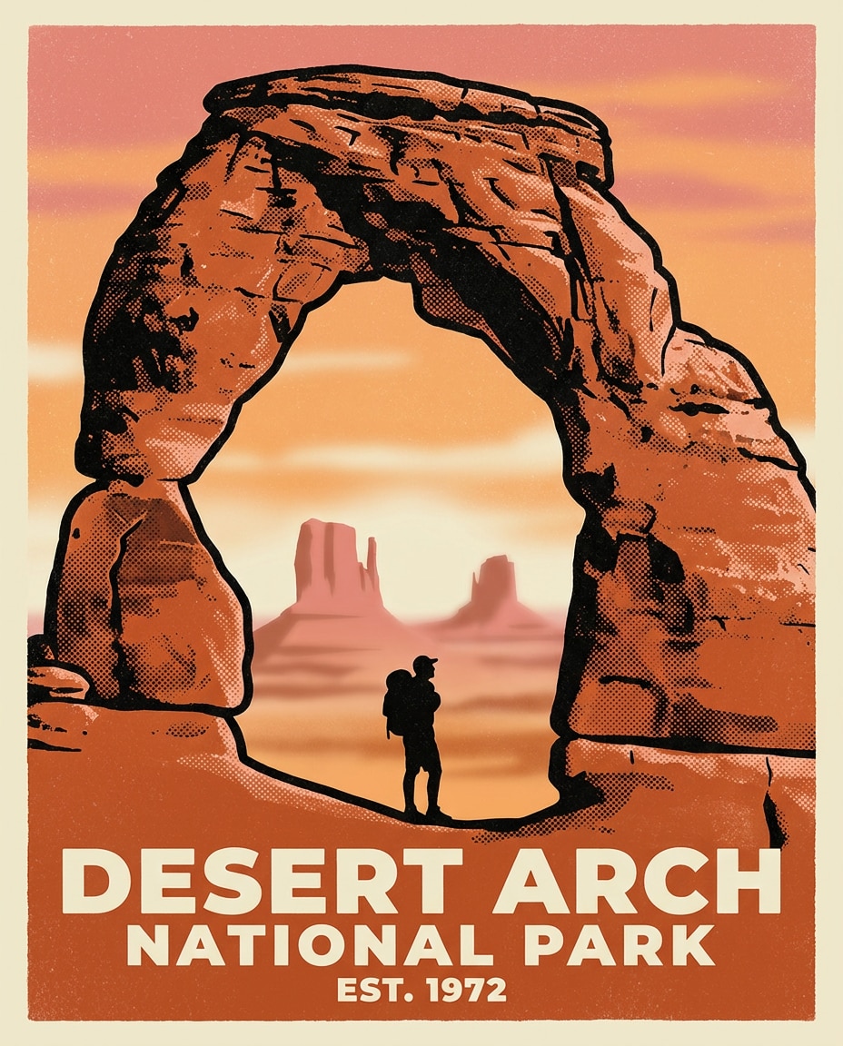 desert arch sunrise photo