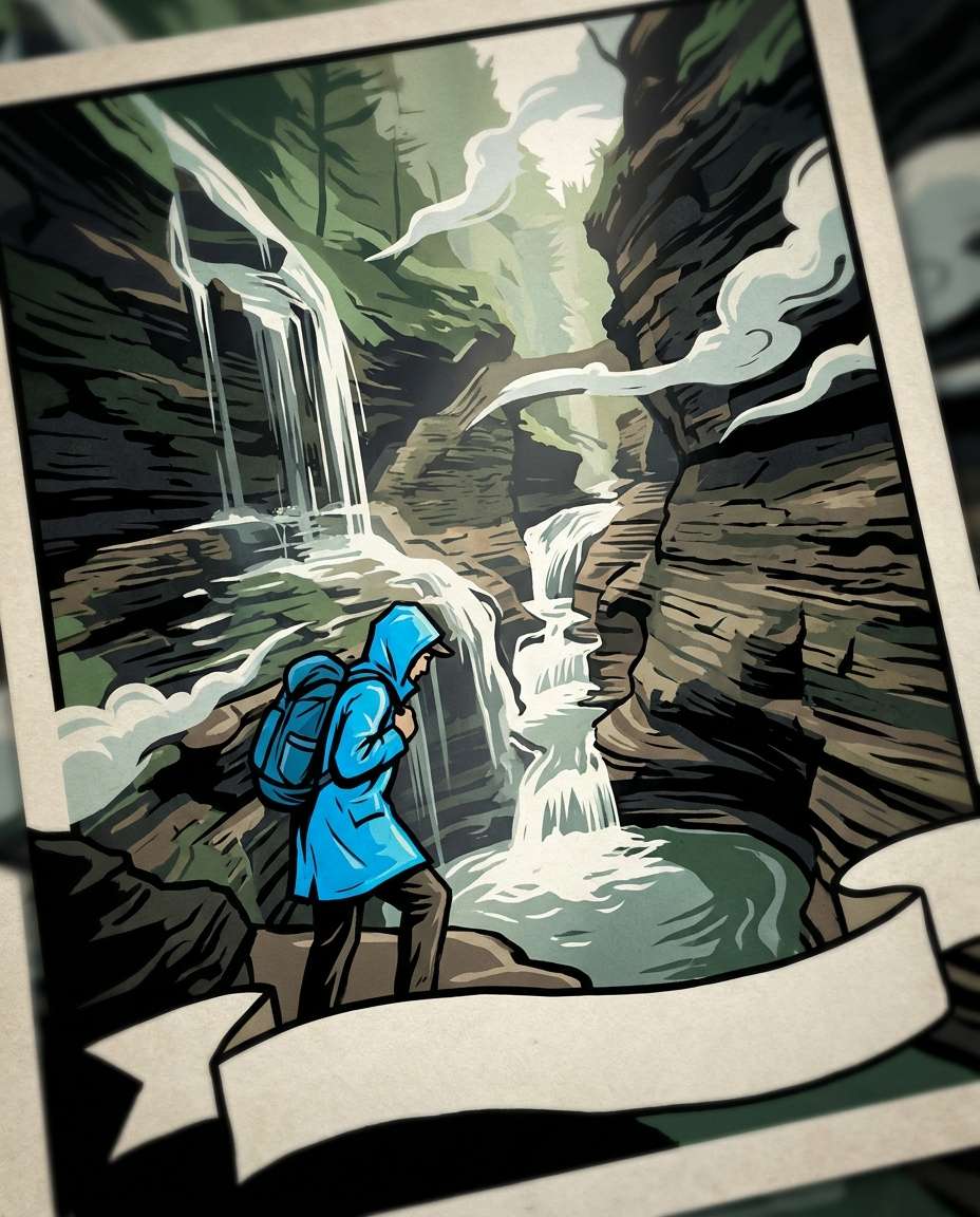 waterfall raincoat photo