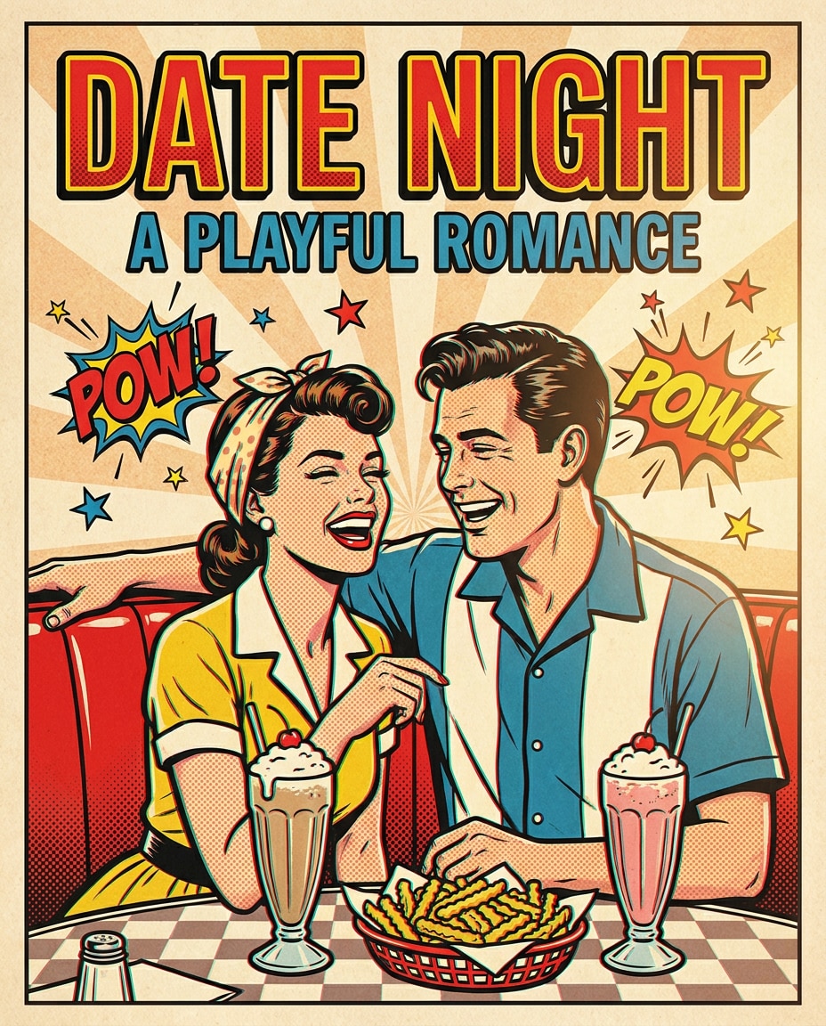 neon diner couple photo