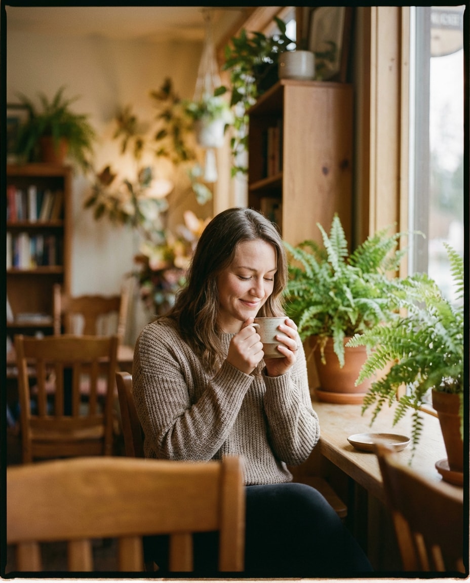 coffee shop film vibe photo